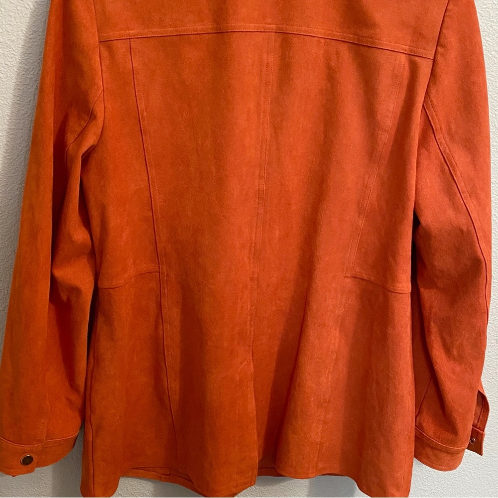 Chico’s Orange Faux Suede Military Inspired Snap Front Jacket - Medium - Picture 8 of 12